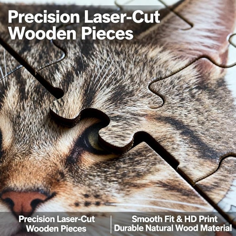 135 Piece Morandi Cat Shaped Wood Puzzle Unique Framed Outlines 1 Pc - Image 4